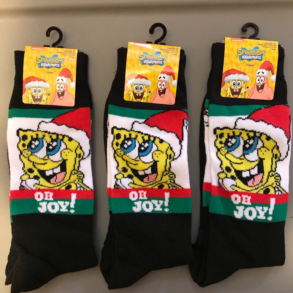 Spongebob squarepants Xmas socks. Adult size 10-13